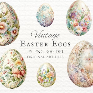 Vintage Easter Eggs 25pc PNG Bundle | Easter Eggs PNG | Easter Eggs Clipart | Easter Eggs  Commercial Use PNG | Vintage Easter Eggs Clipart