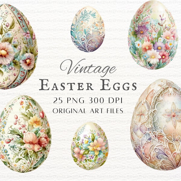 Vintage Easter Eggs 25pc PNG Bundle | Easter Eggs PNG | Easter Eggs Clipart | Easter Eggs  Commercial Use PNG | Vintage Easter Eggs Clipart