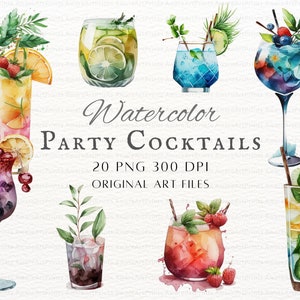 Cocktail dell'acquerello Bevande 20pc PNG & JPEG / Cocktail dell'acquerello PNG / Cocktail Uso commerciale / Party Cocktail Clipart / Summer Cocktail