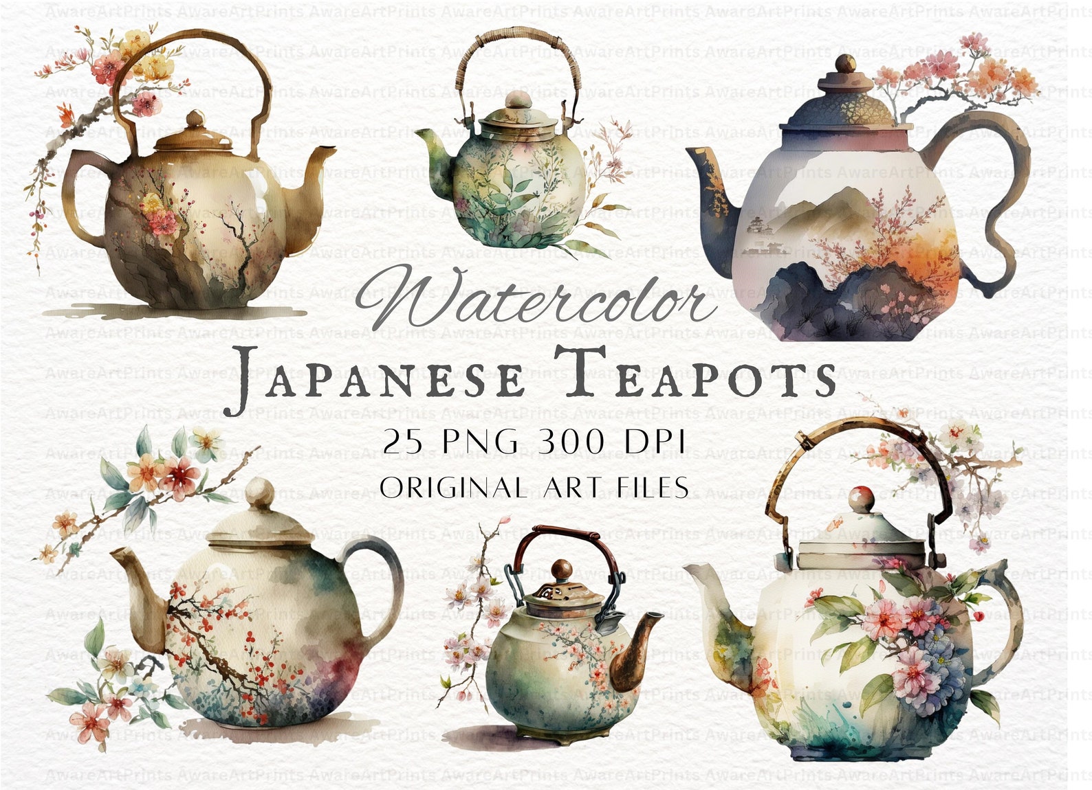 watercolor-teapots-25pc-png-jpeg-teapot-commercial-use-teapots