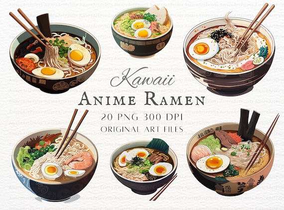 Anime Ramen Bowl 20pc PNG & JPEG Ramen PNG Ramen Transparent Ramen  Commercial Use Ramen Clipart Kawaii Ramen Art Anime Ramen Png 