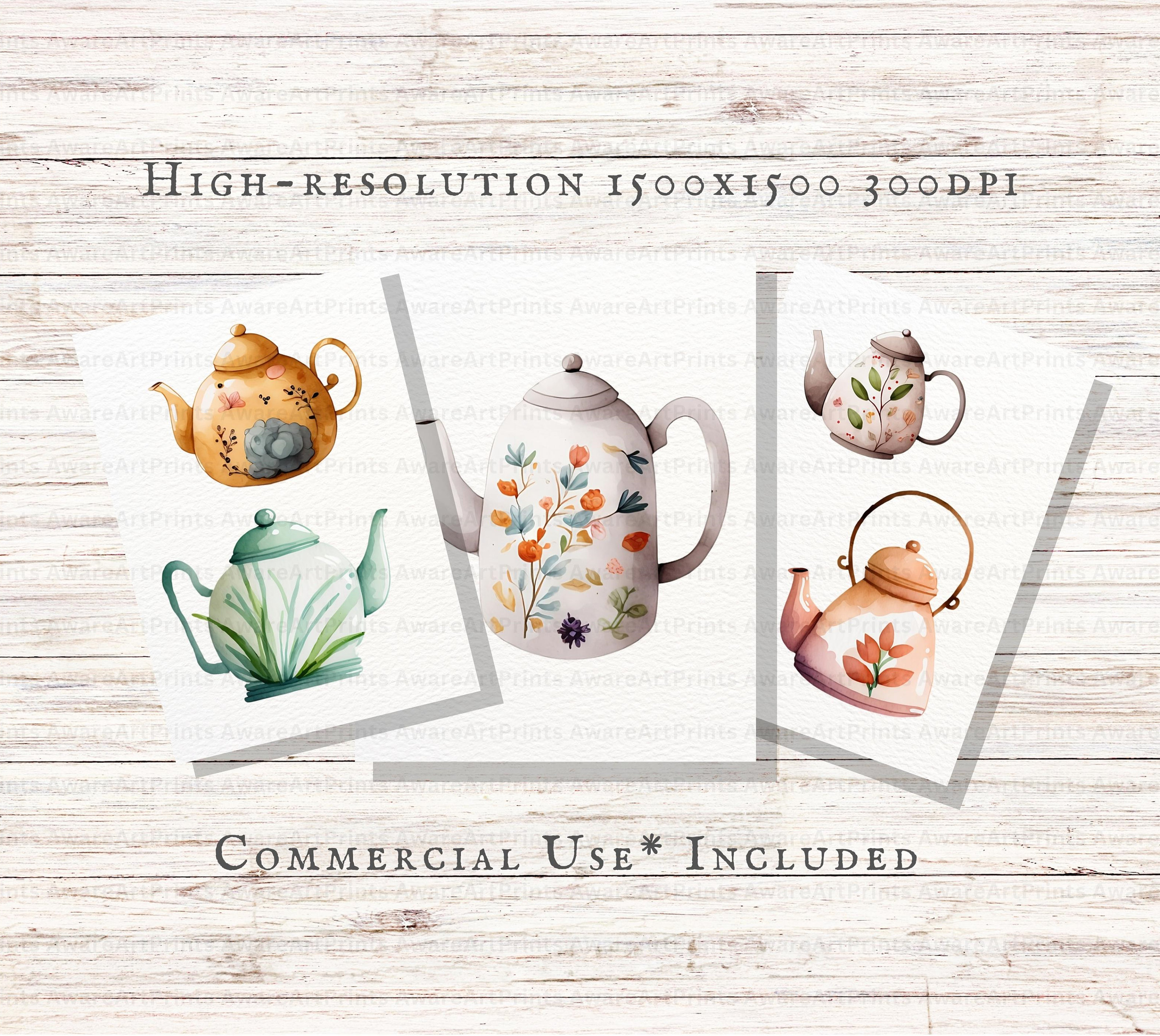 Teapot 20pc Clipart Bundle Watercolor Teapot SVG Teapots Etsy UK