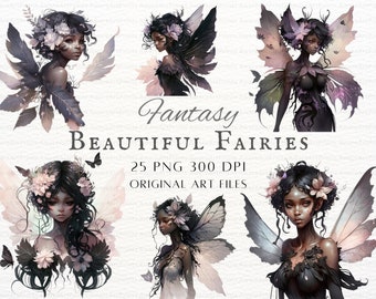 Beautiful Fairies Clipart 25pc Bundle | Watercolor Fairies Clipart | Fairies PNG | Fairies Clipart | Kawaii Fairies PNG | Kawaii Fairy PNG