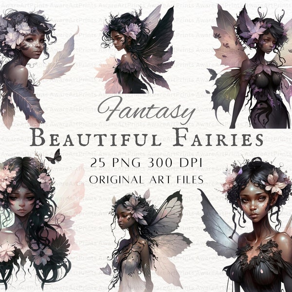 Beautiful Fairies Clipart 25pc Bundle | Watercolor Fairies Clipart | Fairies PNG | Fairies Clipart | Kawaii Fairies PNG | Kawaii Fairy PNG