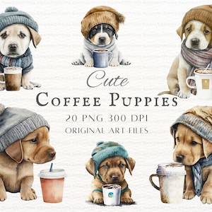 Cachorro Café 20pc PNG & JPEG / Cachorro PNG / Cachorro Café / Cachorro Café Uso Comercial / Cachorro Imprimible / Cachorro Planificador Arte / Cachorro Café