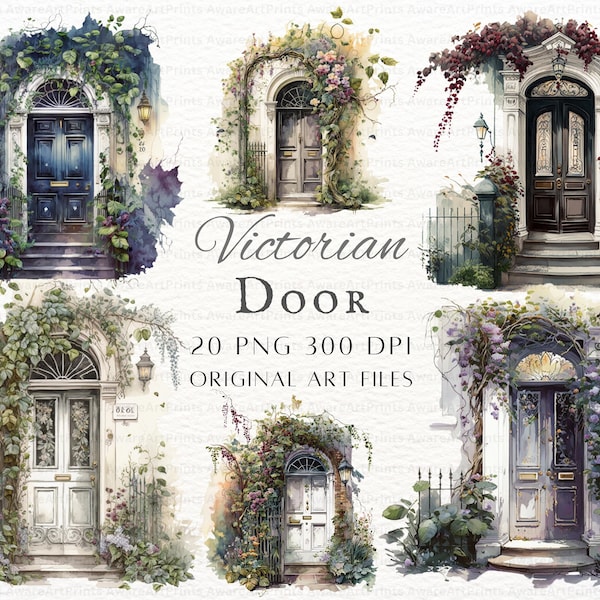 Beautiful Door 20pc PNG Bundle | Watercolor Door PNG | Victorian Door PNG | Door Commercial Use | Door Junk Journal Clipart | Printable Door