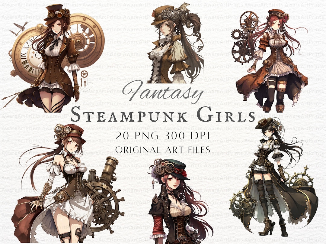 Steampunk Anime Girl 20pc PNG Bundle Anime Steampunk Girl PNG Steampunk Anime Girl PNG Steampunk