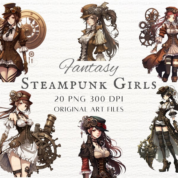 Steampunk Anime Girl 20pc PNG Bundle | Anime Steampunk Girl PNG | Steampunk Anime Girl PNG | Steampunk Girl Commercial Use | Steampunk Png