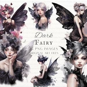 Dark Fairy 25pc PNG & JPEG Bundle | Fairy PNG | Gothic Fairy Commercial Use | Printable Fairy | Dark Fairy Junk Journal Art | Fairy Clipart