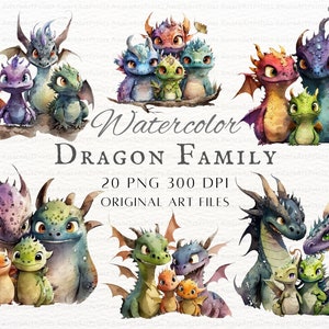 Dragon Family 20pc PNG Bundle | Famille de dragons PNG | Utilisation commerciale du dragon | Art de journal indésirable de dragon | Art imprimable Dragon | Dragon Mignon PNG