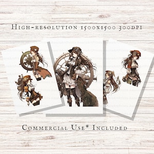 Steampunk Anime Girl 20pc PNG Bundle | Anime Steampunk Girl PNG | Steampunk Anime Girl PNG | Steampunk Girl Commercial Use | Steampunk Png image 2