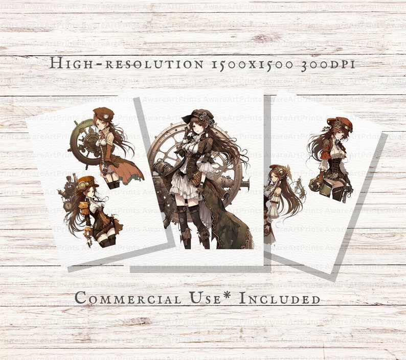Steampunk Anime Girl 20pc PNG Bundle | Anime Steampunk Girl PNG | Steampunk Anime Girl PNG | Steampunk Girl Commercial Use | Steampunk Png image 2