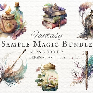 Magic Bundle Clipart 18pc Bundle / Magic Broom PNG / Magic Books PNG / Magic Jars PNG / Magic Broom Clipart / Magic Book Clipart Bundle