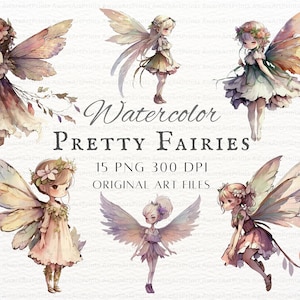 Hübsche Feen 15p PNG Bundle | Aquarell Fee PNG | Aquarell Fee Kommerzielle Nutzung | Fantasy Fee PNG | Printable Fee | Anime-Fee