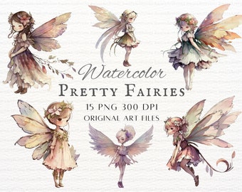 Pretty Fairies 15pc PNG Bundle | Watercolor Fairy PNG | Watercolor Fairy Commercial Use | Fantasy Fairy PNG | Printable Fairy | Anime Fairy