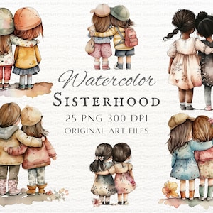 Schwesternschaft 25 Stück PNG | Freundschaft PNG | Schwesternschaft PNG | Freundschaft Kommerzielle Nutzung | Aquarell Freunde Clipart | Aquarell Schwestern Clipart
