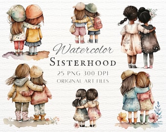 Sisterhood 25pc PNG | Friendship PNG | Sisterhood PNG | Friendship Commercial Use | Watercolor Friends Clipart | Watercolor Sisters Clipart