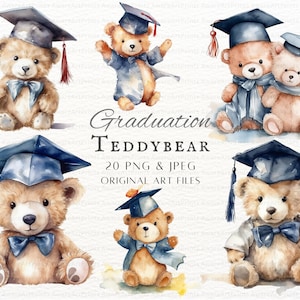Graduación Teddy bear 20pc PNG & JPEG / Acuarela Teddy Bear PNG / Teddy Bear Clipart / Teddy Commercial Use / Teddy Bear Clipart imprimible