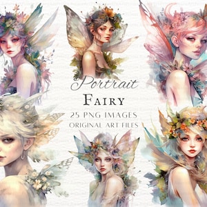 Fairy Portrait 25pc PNG & JPEG Bundle | Fairy PNG | Fairy Ephemera Commercial Use | Printable Fairy | Fairy Junk Journal Art | Fairy Clipart