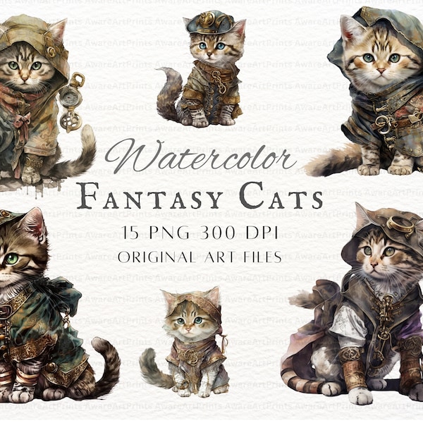 Fantasy Cat 15pc PNG & JPEG | Commercial Use Fantasy Cat | Steampunk Cat PNG | Steampunk Kitten Png | Steampunk Cat Clipart | Steampunk Art