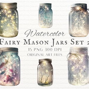 Fairy Jars 15pc PNG Bundle Set 2 | Fantasy Jars PNG | Mason Jar PNG | Fairy Mason Jar Commercial Use | Cute Jars Cricut Art | Jars Clipart