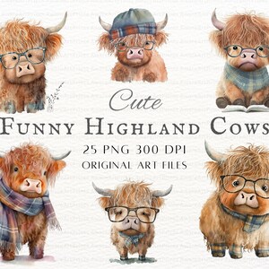 Funny Highland Cow 25pc PNG & JPEG | Funny Highland Cow PNG | Highland Cow Commercial Use | Cute Highland Cow Art | Highland Cow Wall Art