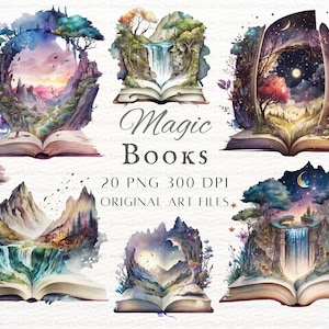 Magische boeken 20st PNG-bundel | Fantasieboek PNG | Magisch boek PNG | Wizard Boek Clipart | Magisch boek commercieel gebruik | Fantasie Clipart