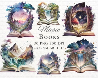 Magical Books 20pc PNG Bundle | Fantasy Book PNG | Magic Book PNG | Wizard Book Clipart | Magical Book Commercial Use | Fantasy Clipart