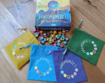 Bags for Harmonies in different colors - Board game accessories