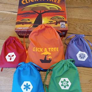Various bags for Click a Tree - board game accessories