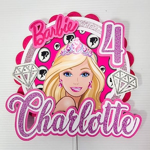 Barbie Cake Topper/kids Birthday/girls Theme/cake Decoration/personalised  Name &age 