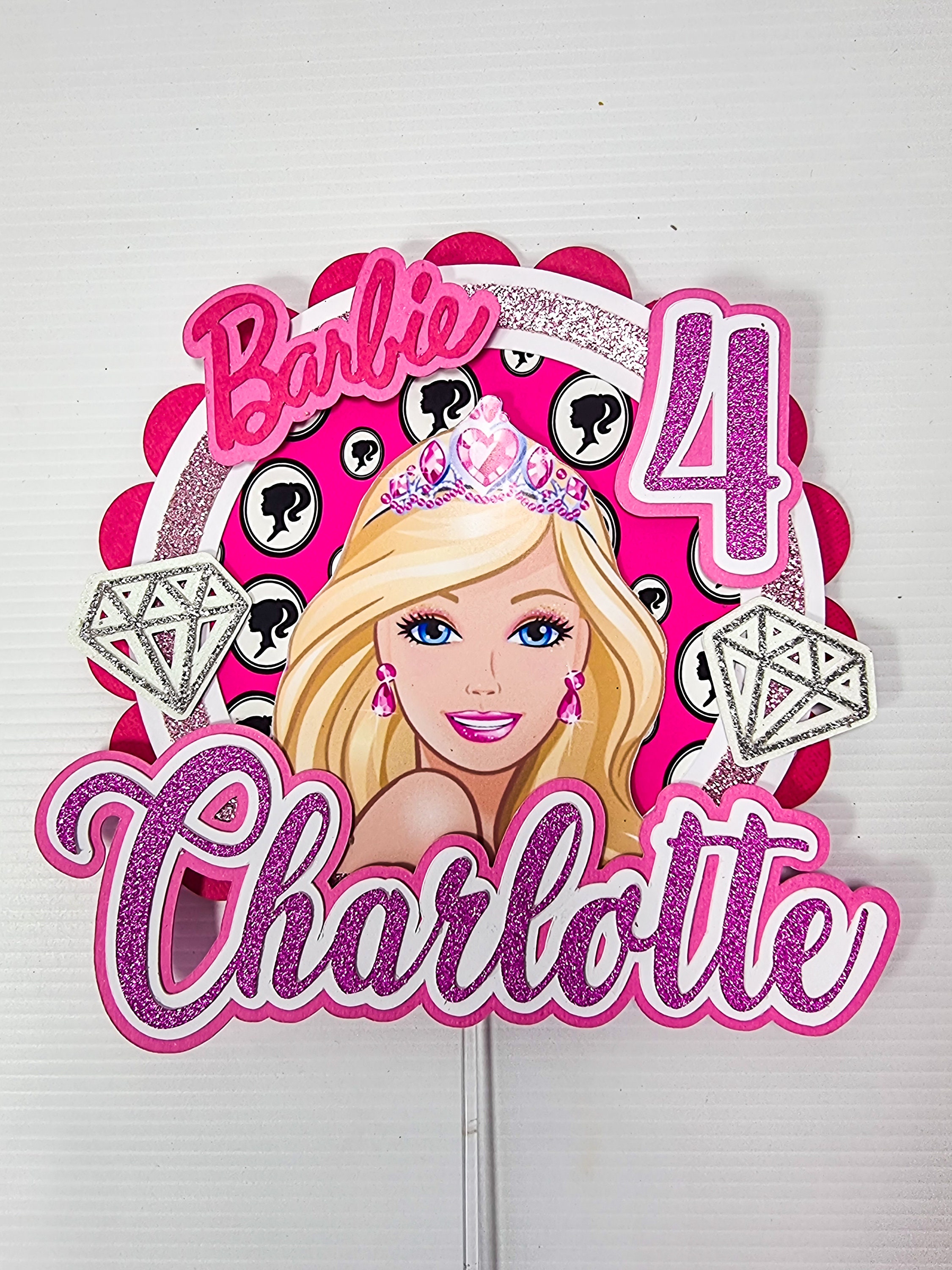 Barbie Cake Topper/kids Birthday/girls Theme/cake Decoration/personalised  Name &age 