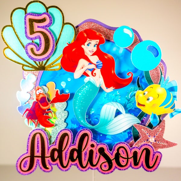 Little Mermaid  Cake topper/cake decoration/birthday party/cardstock/party decoration/mermaid/3d