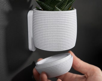 Wall-Mounted Planter - Modern Grid Design, Space-Saving, with Hidden Drip Tray