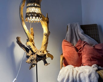 Lamp from wood sculpture