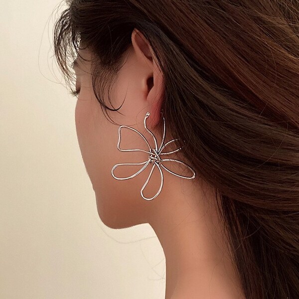 Wire Flower Earrings Etsy