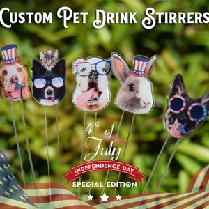 4. Juli Pet Stir Sticks, 50 Stück doppelseitiger Hunderührstab, 4. Juli Getränkerührer, 4. Juli Cocktailrührer, 4. Juli Brauch