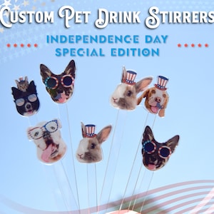 4. Juli Pet Stir Sticks, 50 Stück doppelseitiger Hunderührstab, 4. Juli Getränkerührer, 4. Juli Cocktailrührer, 4. Juli Brauch