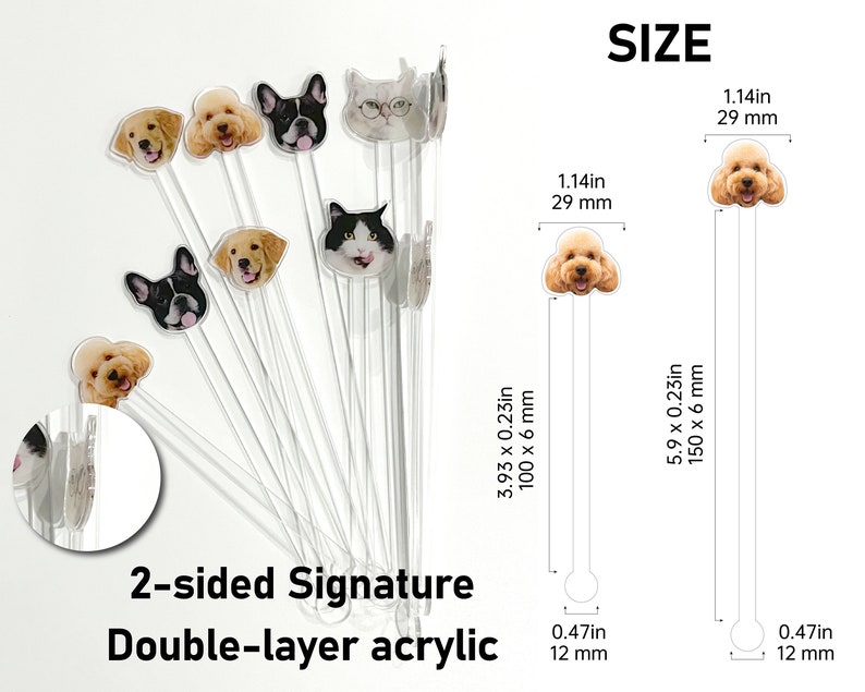 Custom Wedding Pet Cocktail Stir Sticks, Personalized Dog Cat Drink Stirrers, Acrylic Swizzle Sticks for Wedding Bar Decor image 6