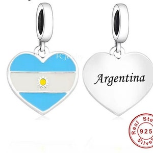 Argentina Charm , Argentina flag charm, 925 Sterling Silver, Argentina Jewelry