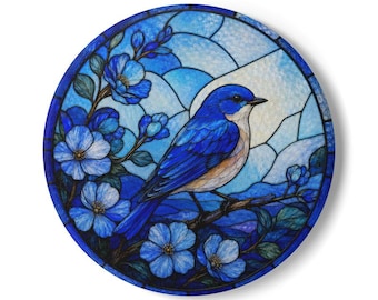 Bluebird Stained Glass Artwork  Ceramic Drink Coaster