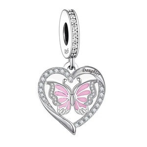 Tochter Charm Schmetterling Charme Ich liebe Dich für immer Schmetterling, 925 Sterling Silber, Tochter Schmuck, Mutter Tochter Geschenk, Tochter Andenken