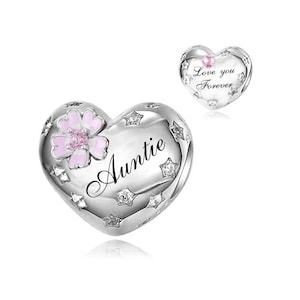 Tante Charm Herz Liebe dich für immer Charm Tante Herz 925 Silber Charm europäischen Stil Armband, Halskette Charme
