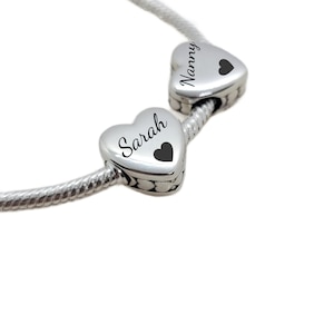 PERSONALISED Sterling Silver Custom Name Charm, Baby charm, Family Charm, Personalized Birthday, wedding date charm, 13mm