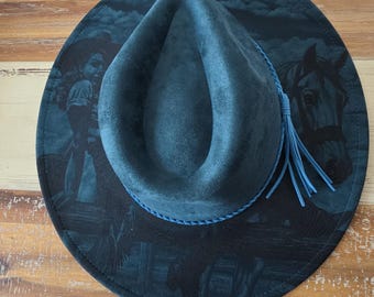 Rose Burned Hat, Rose Engraved Cowboy Hat, Floral Hat, Rose  display picture 2
