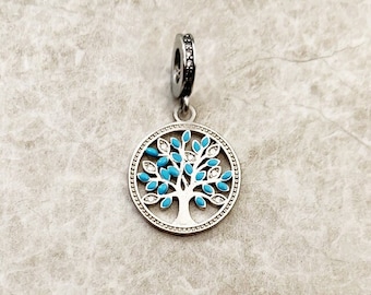 Thomas Sabo Women's Charm Pendant Tree of Love Turquoise 925 Sterling Silver 1469-041-17