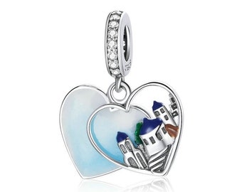 Santorini Vacation Travel Charm-Greek Islands-Travel Jewelry Gift-Travel Lover Gift-Santorini Charm-Greece Travel Charm journal charm