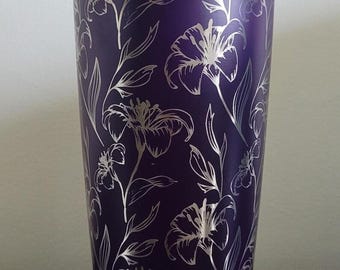 Iris, tuin, bloemen Lasergegraveerde 20oz dubbelwandige geïsoleerde beker Reismok, beker