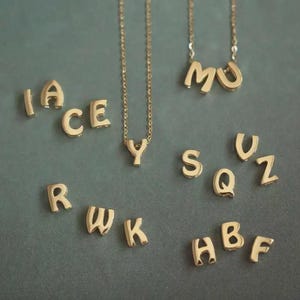 Letter J Mini 14k Solid Gold Initial Necklace, Letter Necklace, Gold Letter Necklace, Balloon Necklace , Mothers Day Gift, 3D Bubble Letter