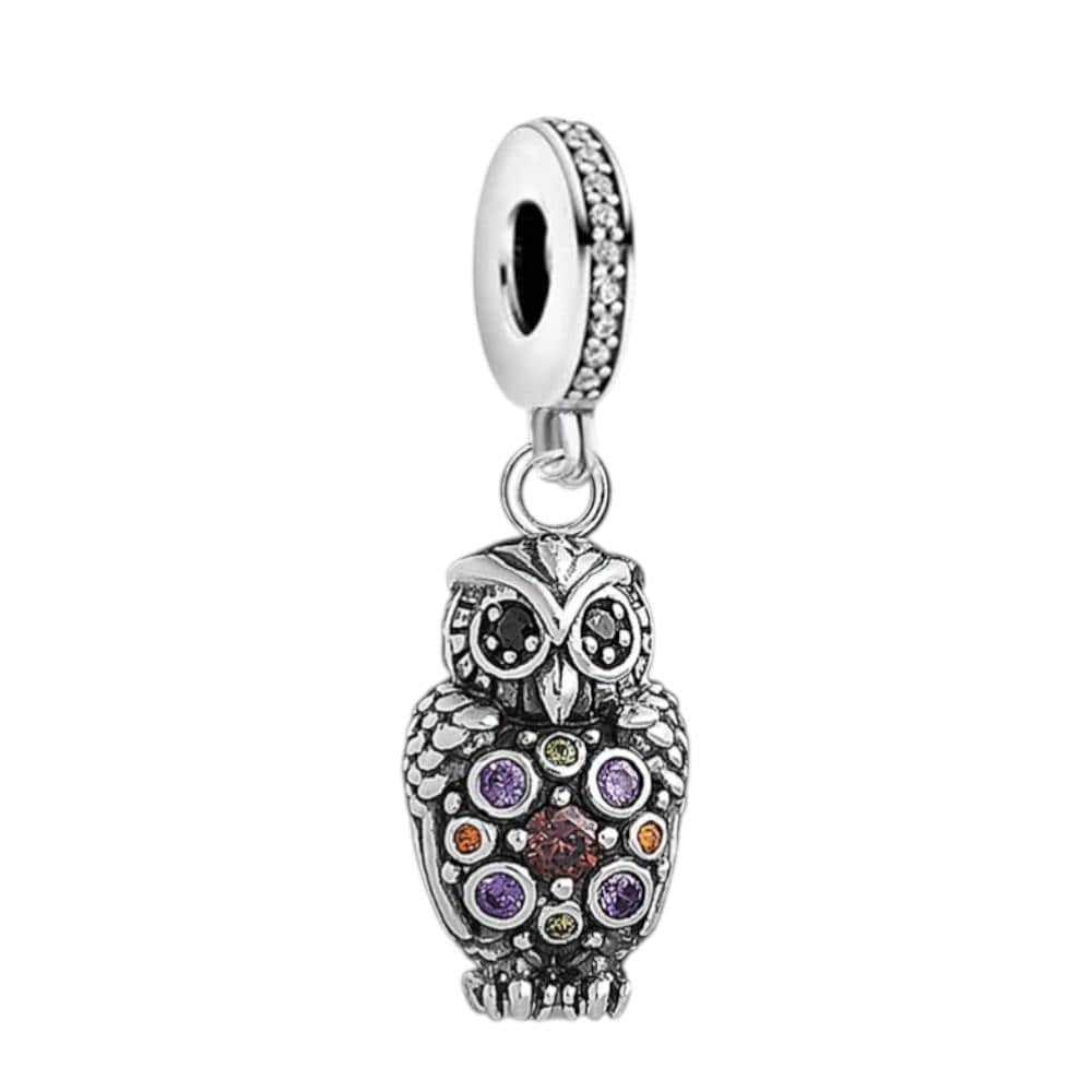 Elegant Owl Charms Fit Bracelets, 925 Sterling Silver, Bird Lover Gift, Owl Jewelry, Bird Keepsake C
